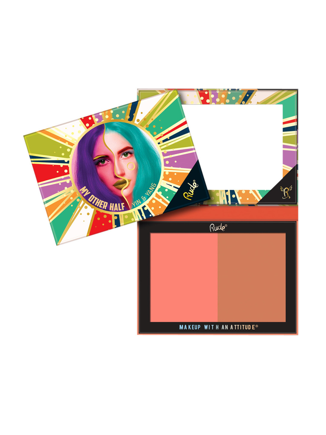 

Rude Cosmetics My Other Half Duo Shade Face Palette 13 g- Yin And Yang, Peach