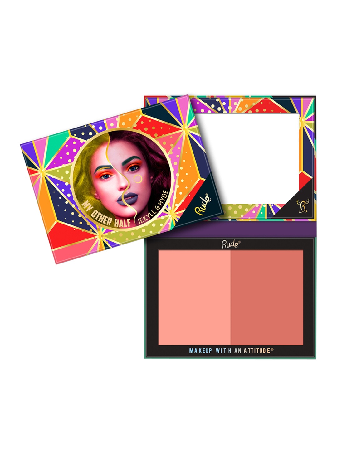 

Rude Cosmetics My Other Half Duo Shade Face Palette - Jekyll And Hyde, Pink