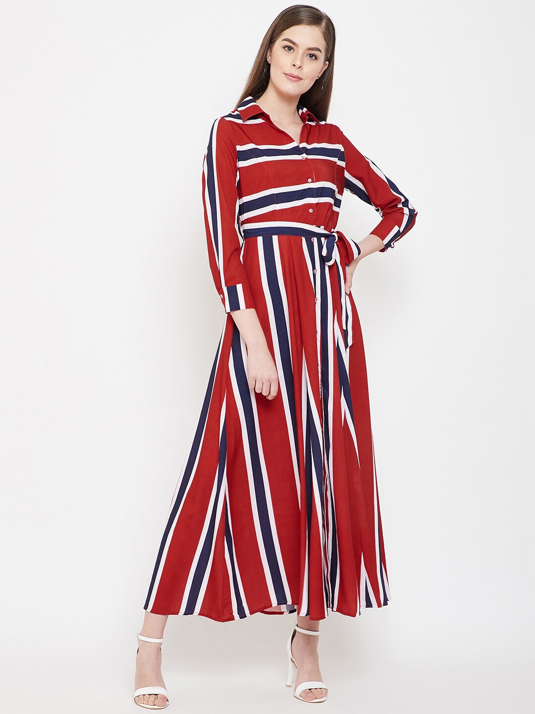 

PANIT Striped Crepe Maxi Dress, Red