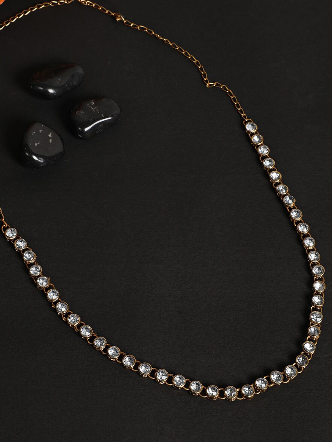 

Jazz and Sizzle Gold-Plated CZ-Studded Round Waist Chain, White