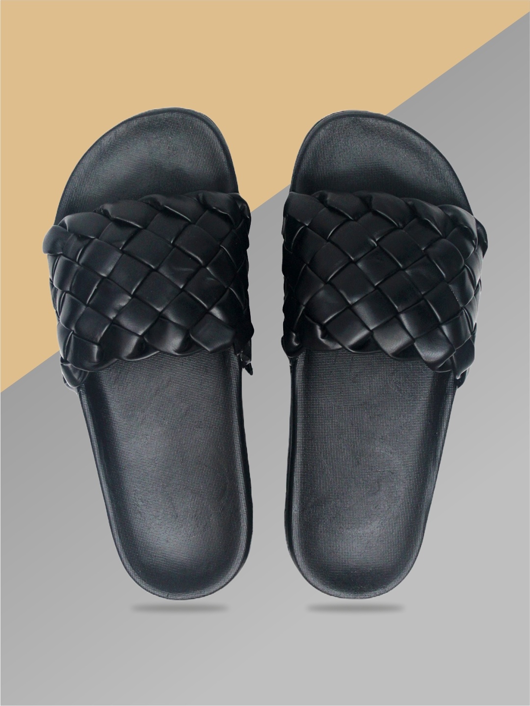 

ADIVER Women Self Design Open Toe Sliders, Black
