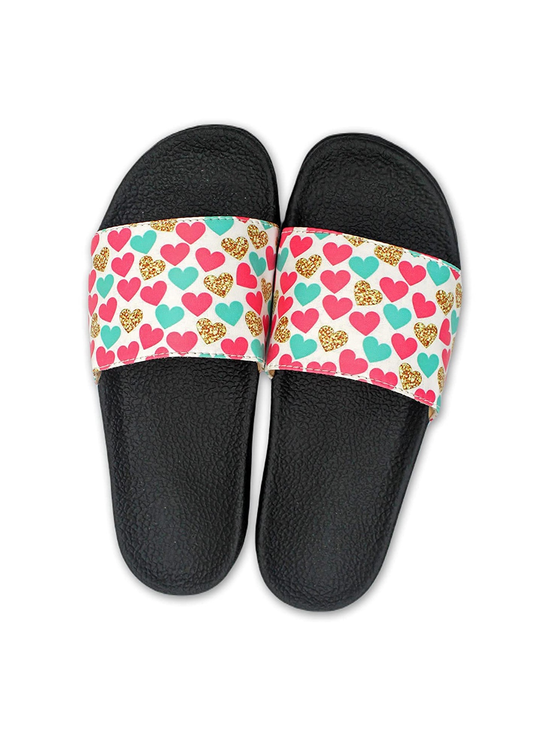 

ADIVER Women Printed Open Toe Sliders, Black