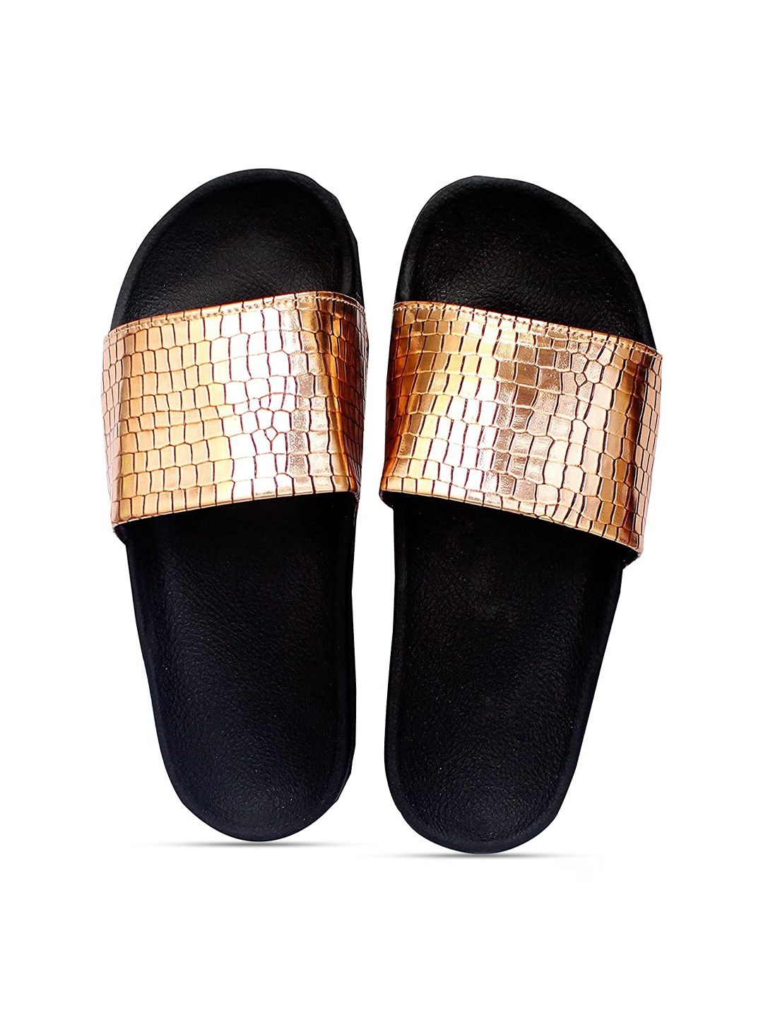 

ADIVER Women Self Design Open Toe Sliders, Brown
