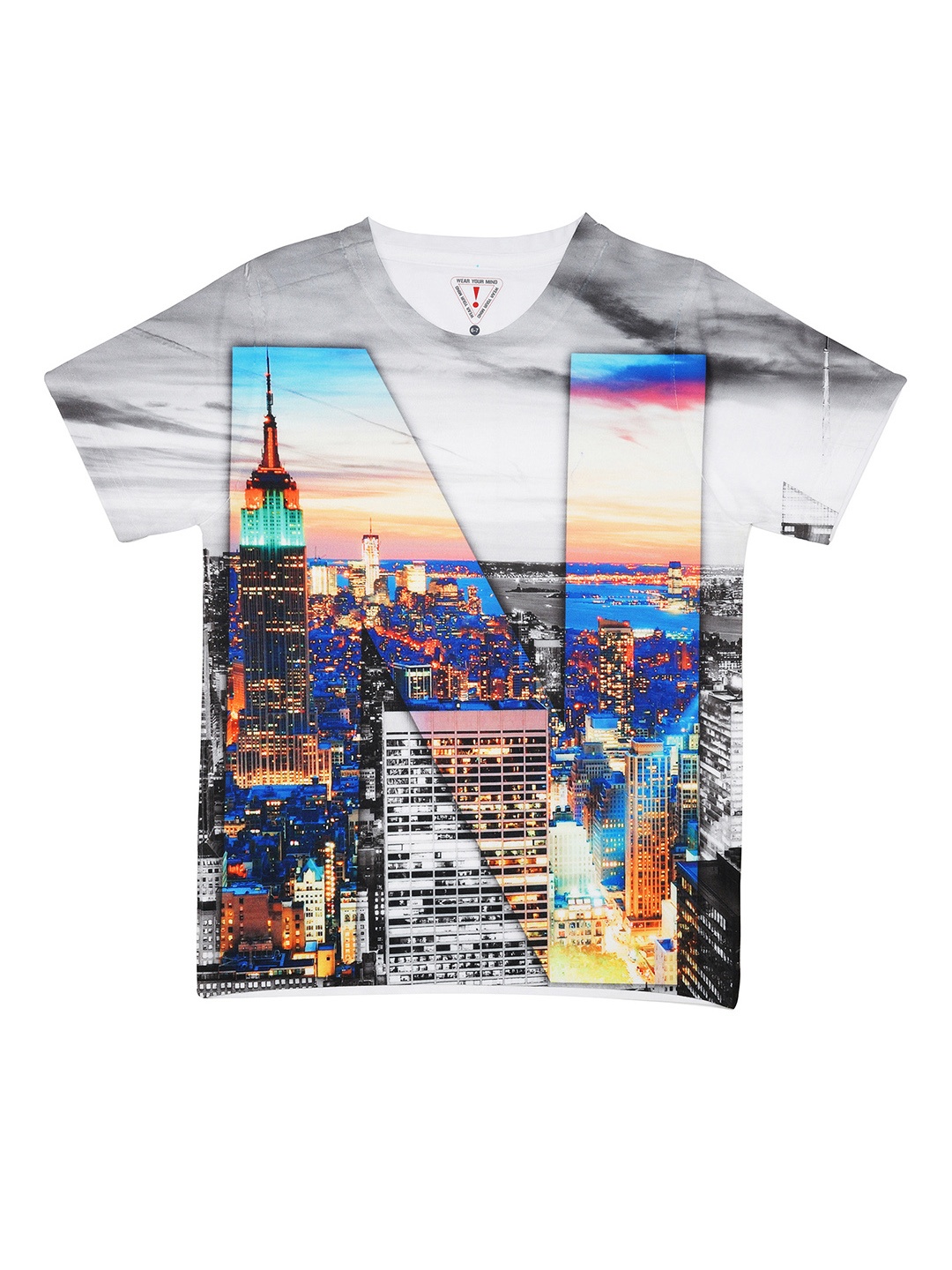 

Wear Your Mind Boys Grey & White Printed Round Neck T-shirt