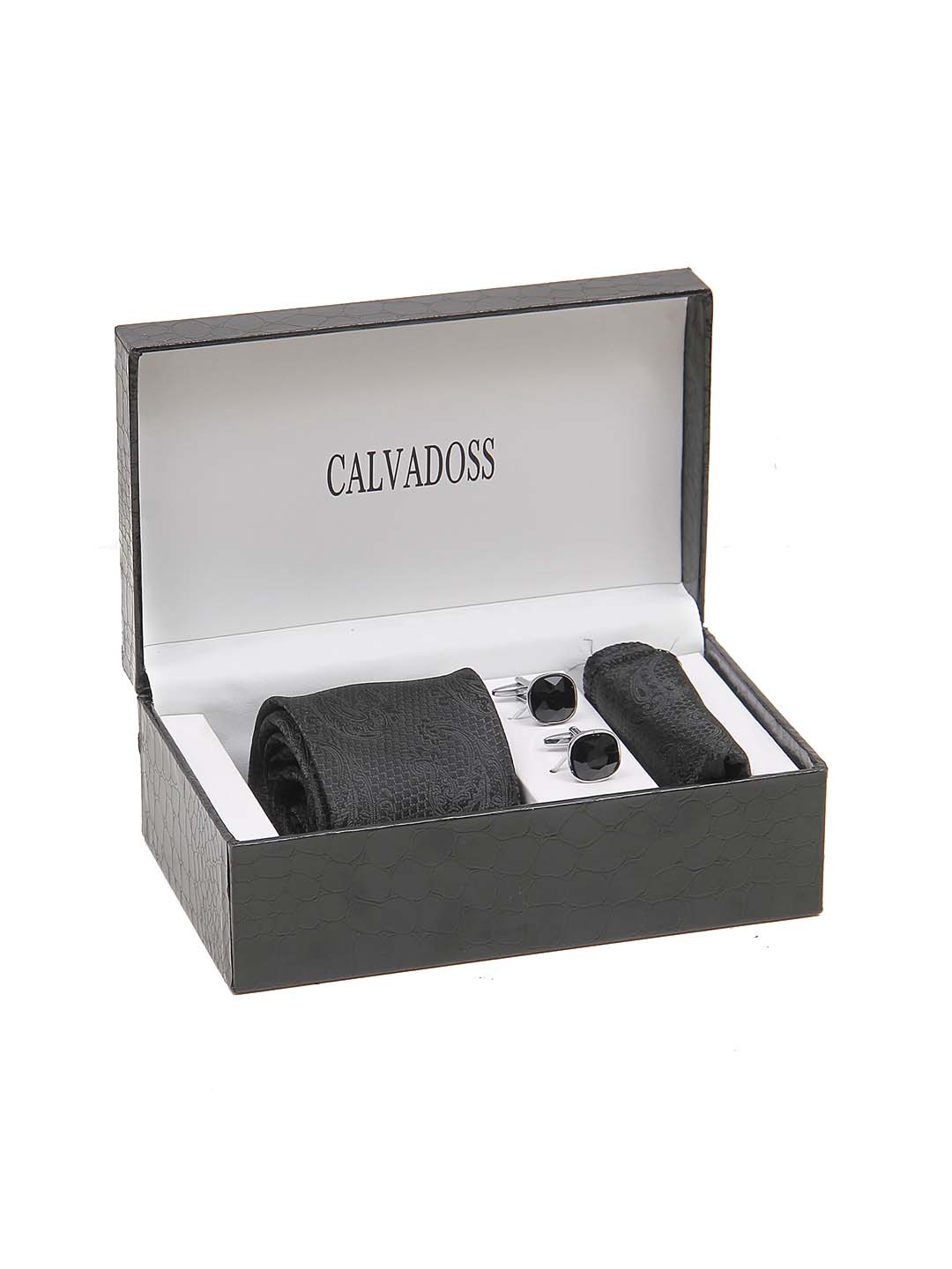 

Calvadoss Men Self Design Accessory Gift Set, Grey