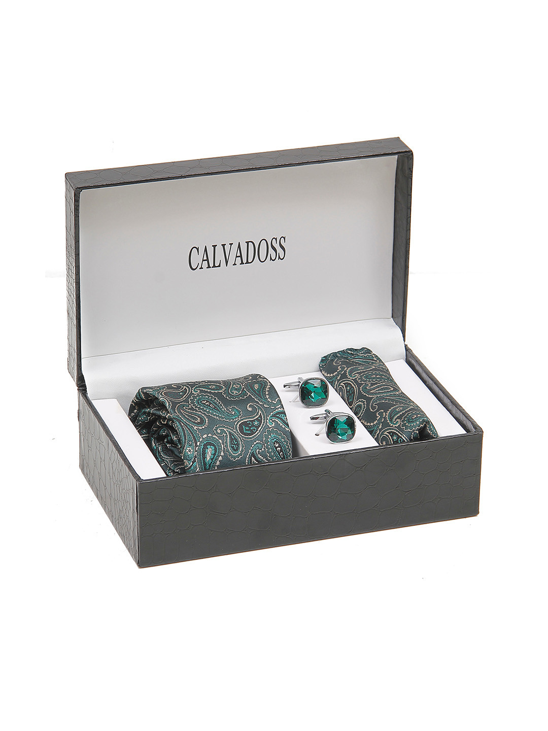 

Calvadoss Men Self-Design Microfibre Accessory Gift Set, Green