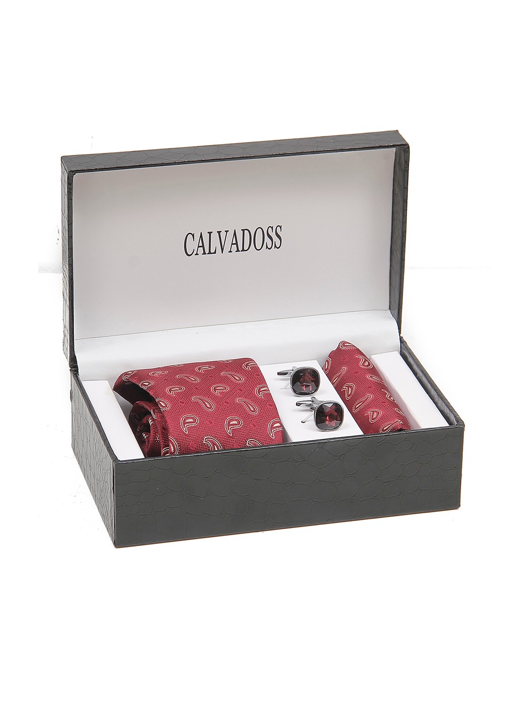 

Calvadoss Men Printed Microfibre Accessory Gift Set, Maroon