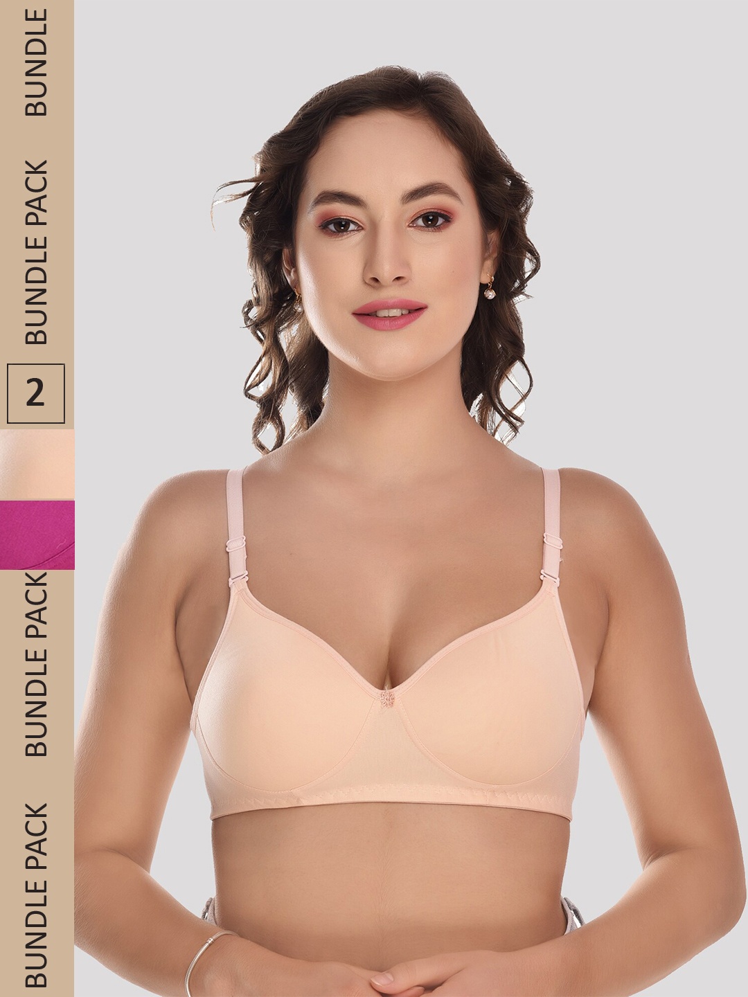 

Designer Bugs Pack of 2 Cotton Super Support Lightly Padded Bra, Peach