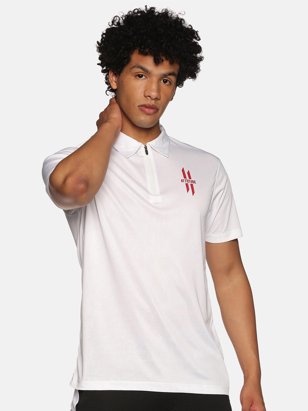 

ATTIITUDE Men Polo Collar T-shirt, White