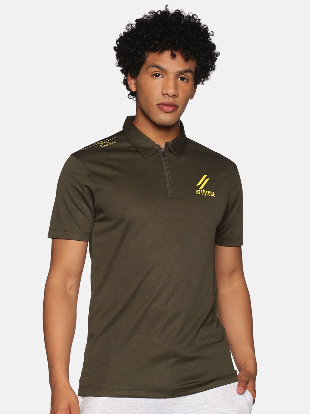 

ATTIITUDE Men Polo Collar T-shirt, Green