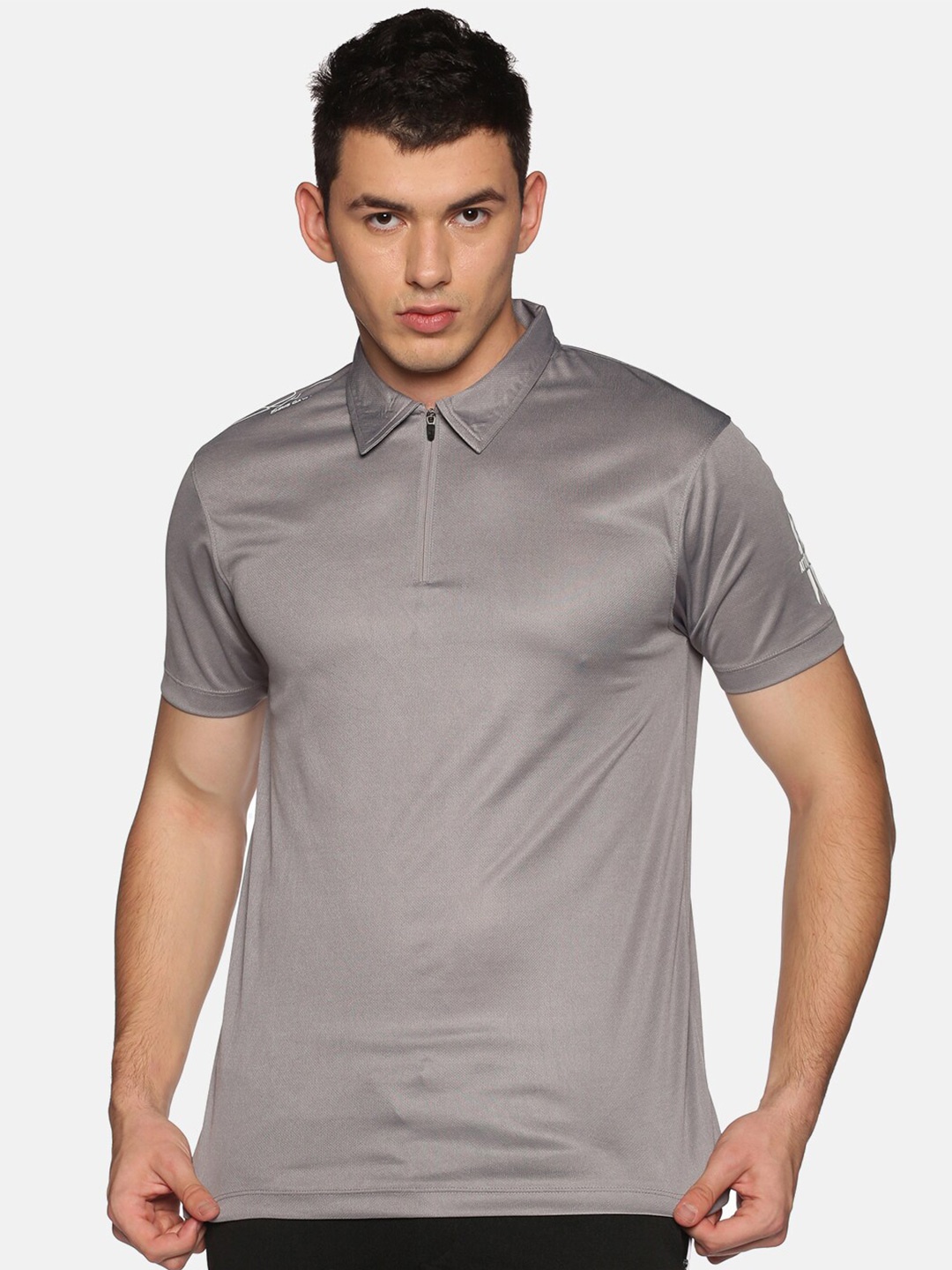 

ATTIITUDE Men Polo Collar Dry Fit T-shirt, Grey