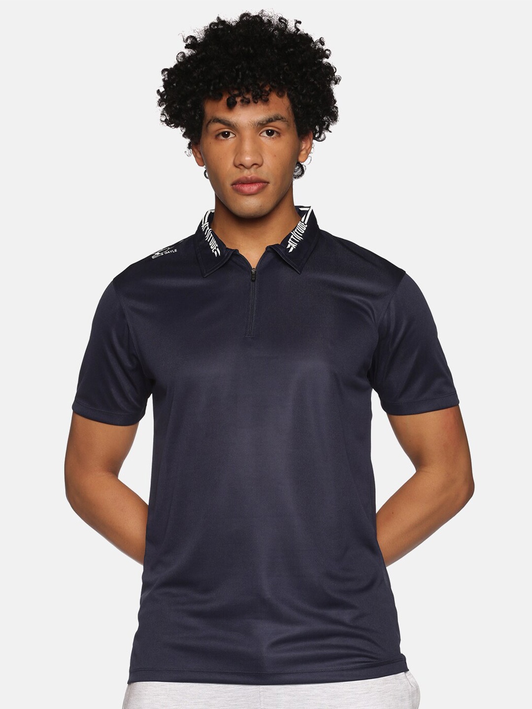 

ATTIITUDE Men Sports Polo Collar T-shirt, Navy blue