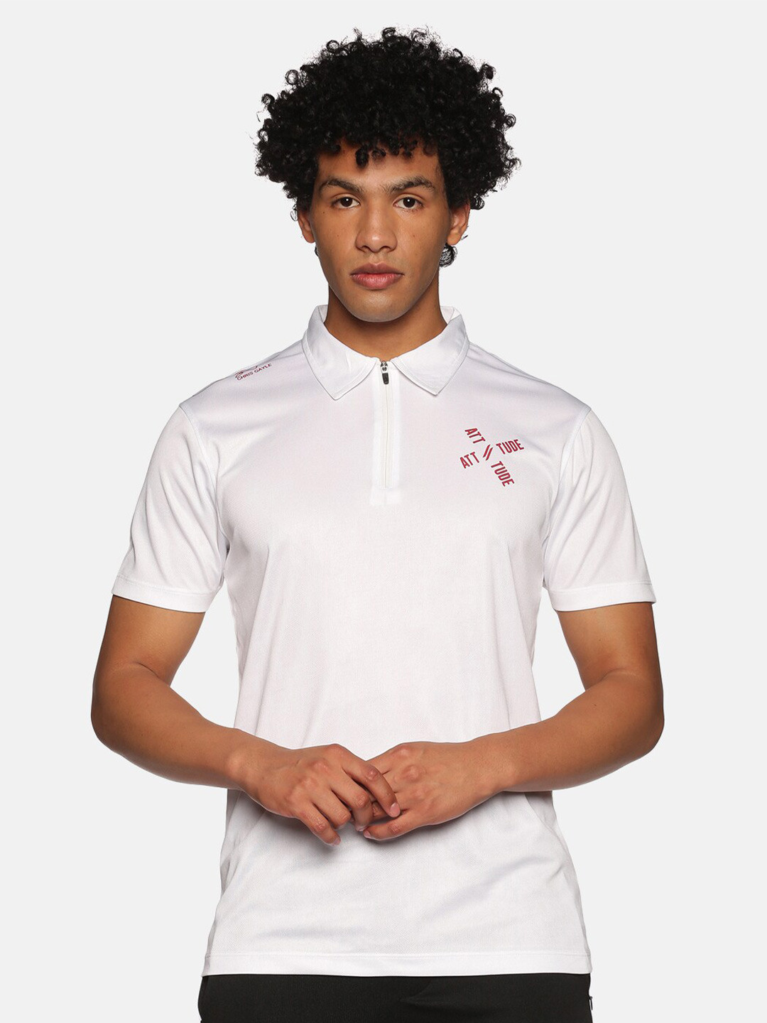 

ATTIITUDE Men Polo Collar Dry Fit T-shirt, White