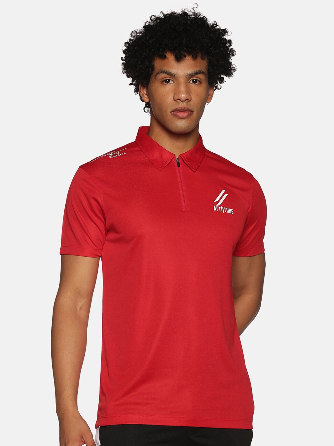 

ATTIITUDE Men Polo Collar T-shirt, Red