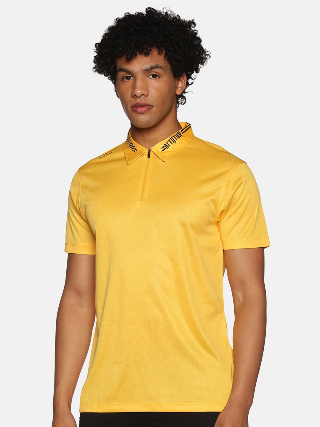 

ATTIITUDE Men Polo Collar T-shirt, Yellow