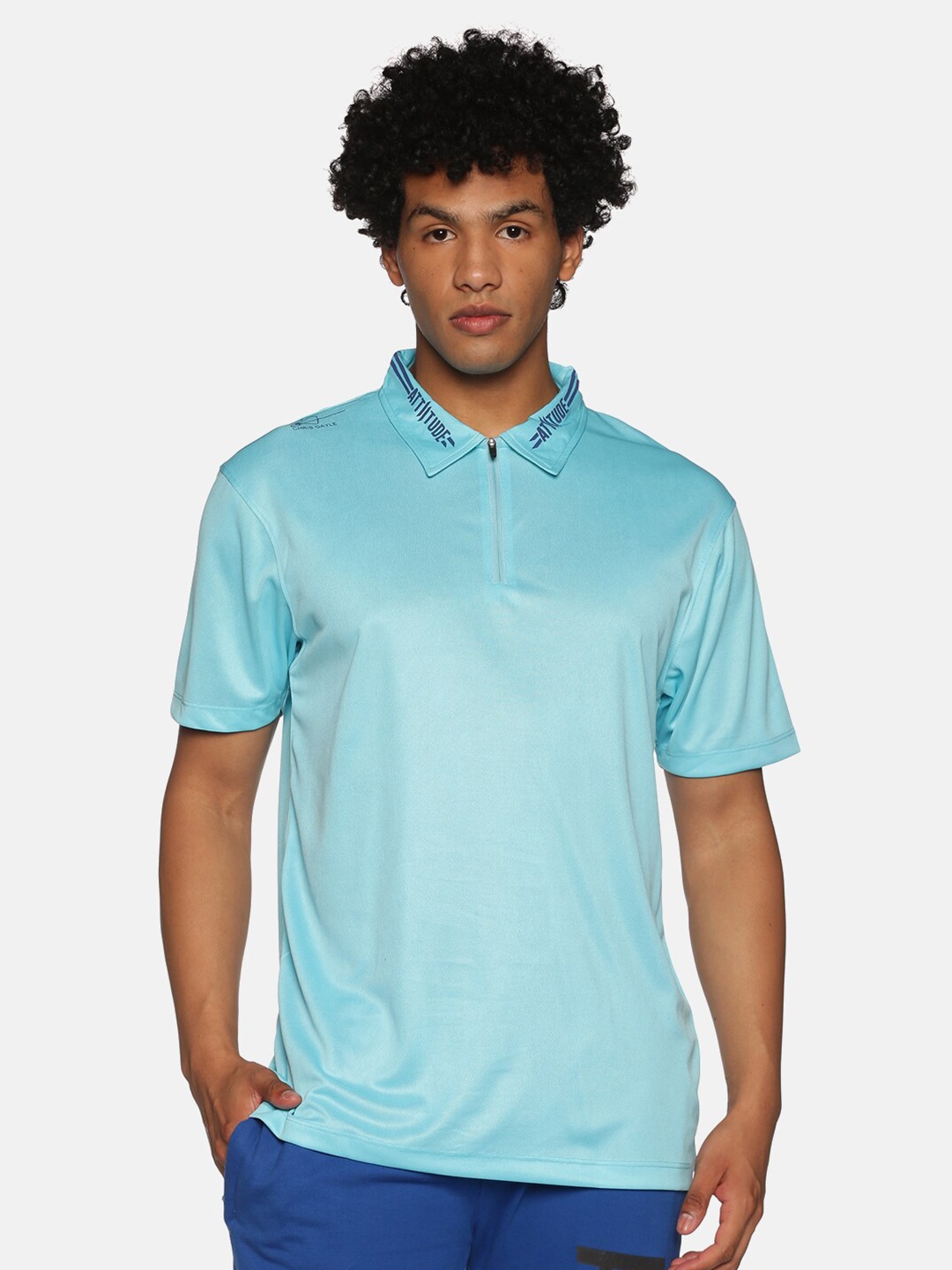 

ATTIITUDE Men Polo Collar Dry Fit T-shirt, Blue