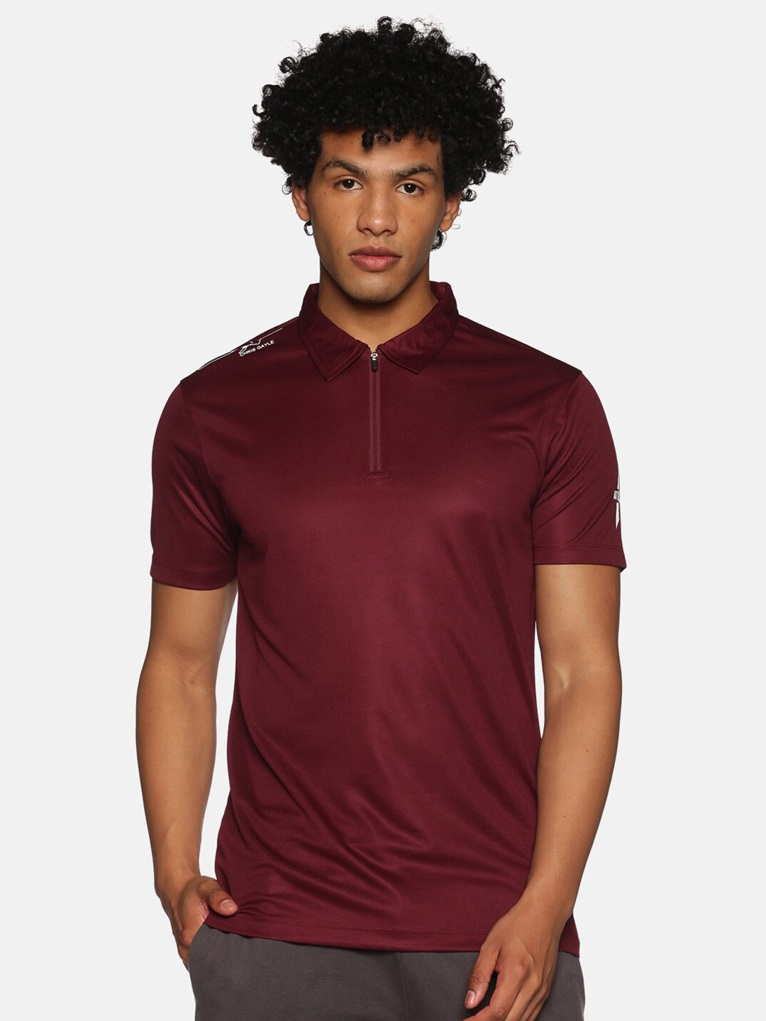 

ATTIITUDE Men Sports Polo Collar T-shirt, Maroon
