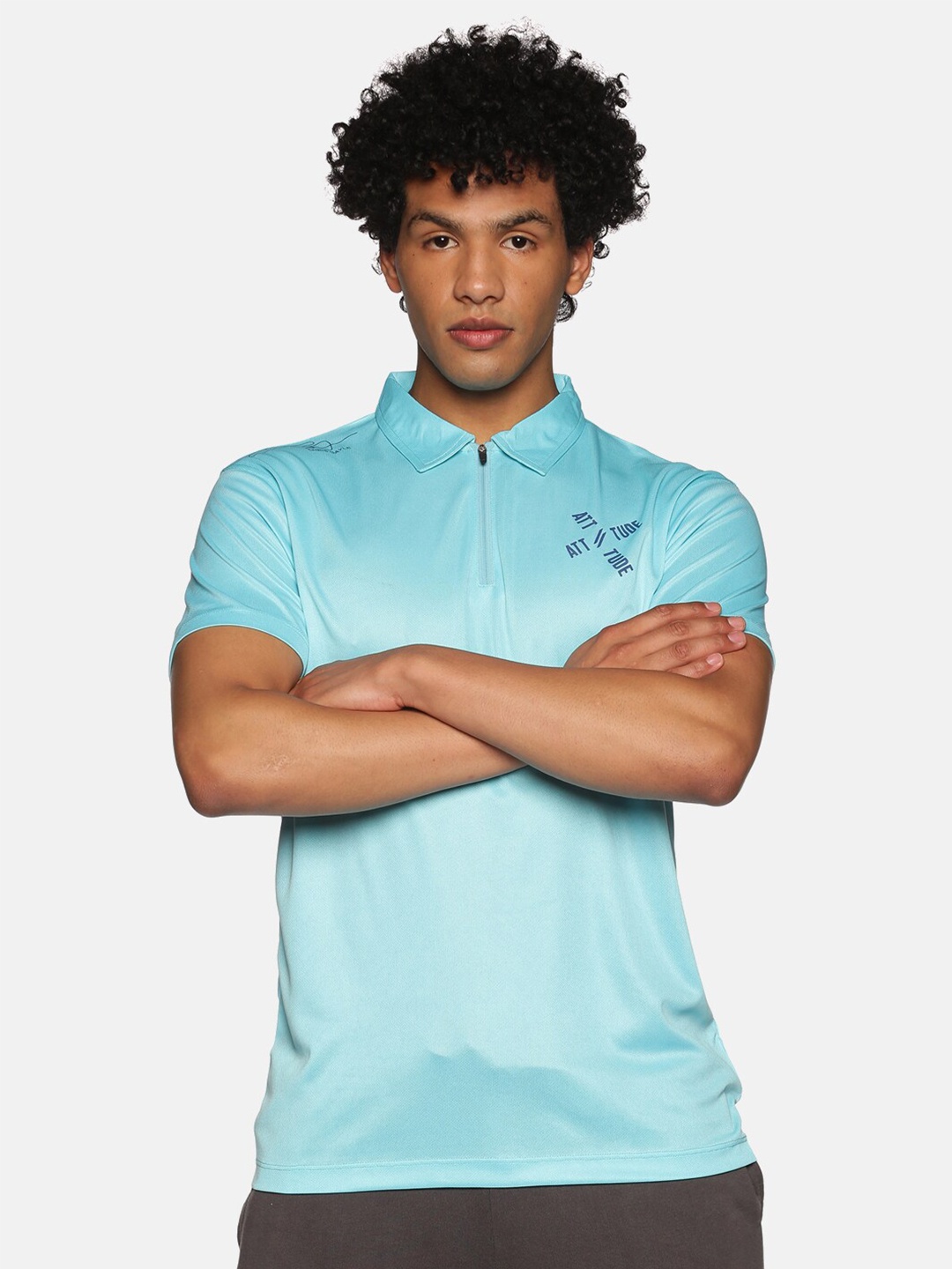 

ATTIITUDE Men Polo Collar Dry Fit T-shirt, Blue