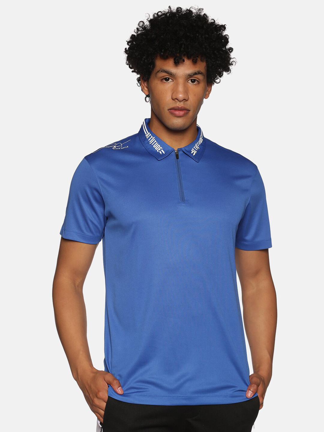 

ATTIITUDE Men Men Polo Collar Dry Fit Short Sleeves T-shirt, Blue