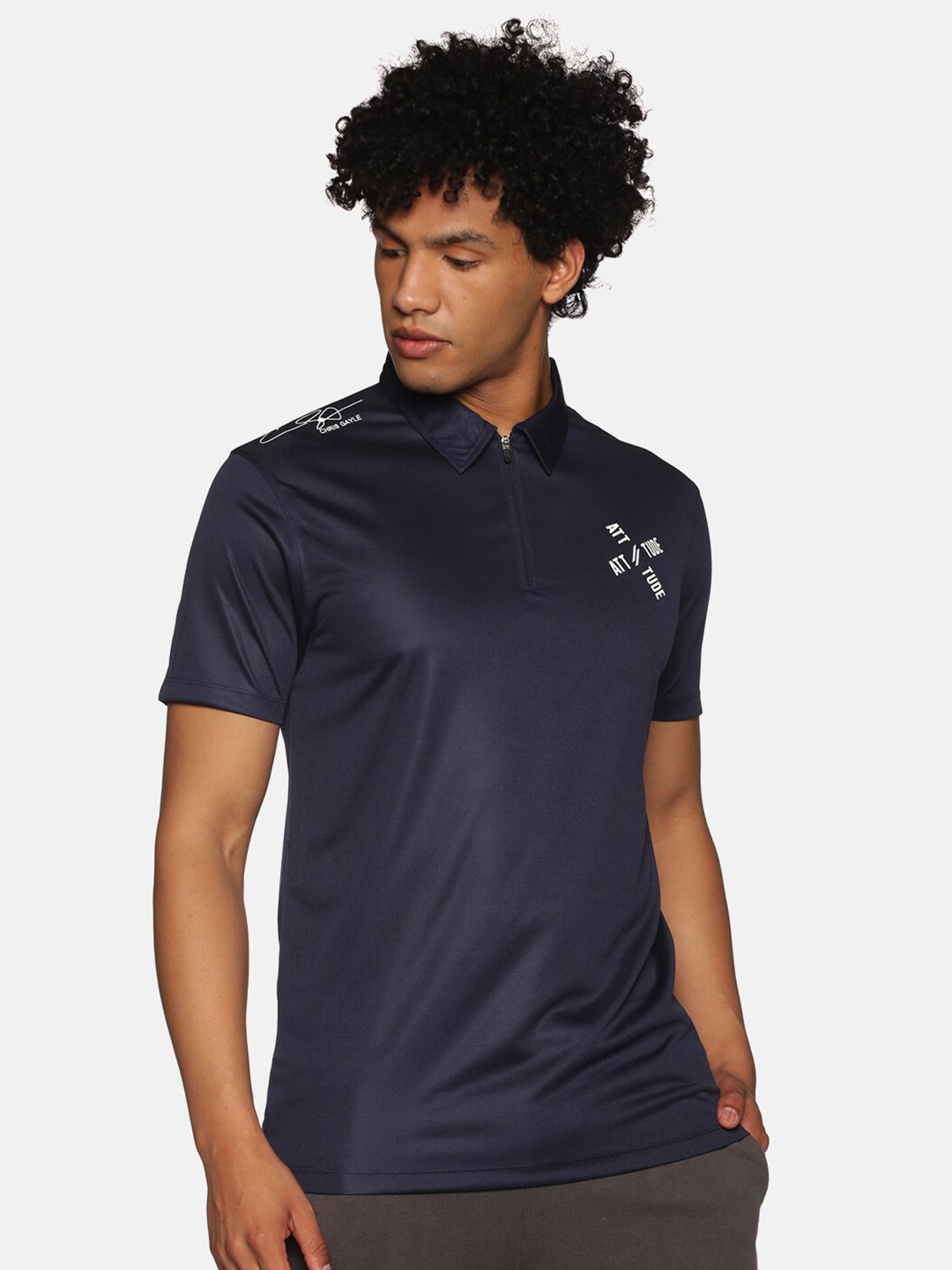 

ATTIITUDE Men Sports Polo Collar T-shirt, Navy blue