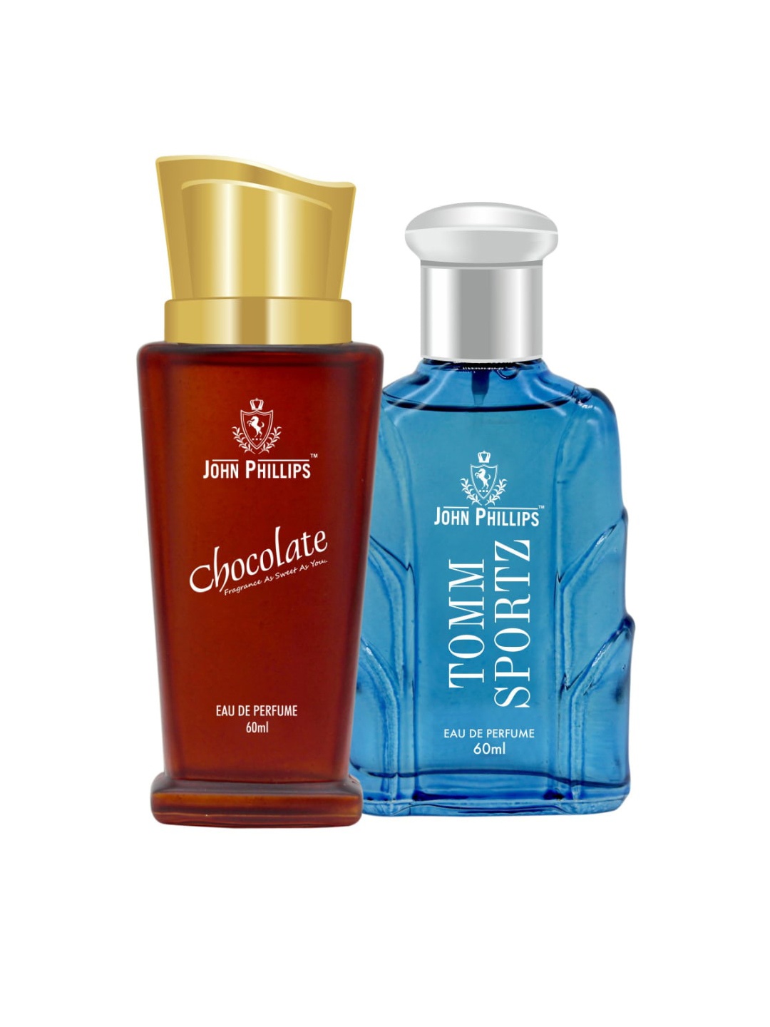 

JOHN PHILLIPS Set Of 2 Chocolate Eau De Perfume & Tomm Spotz Eau De Perfume - 60 ml Each, Blue