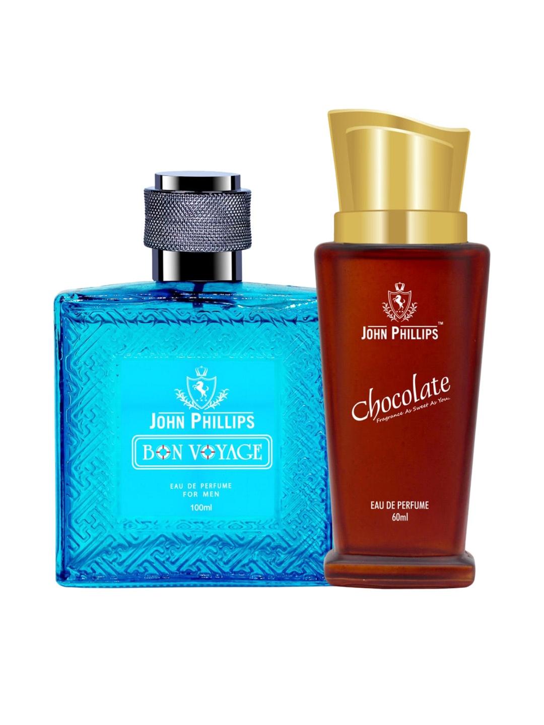 

JOHN PHILLIPS Set Of 2 Bon Voyage 100 ml & Chocolate 60 ml Long Lasting Eau De Parfum, Blue