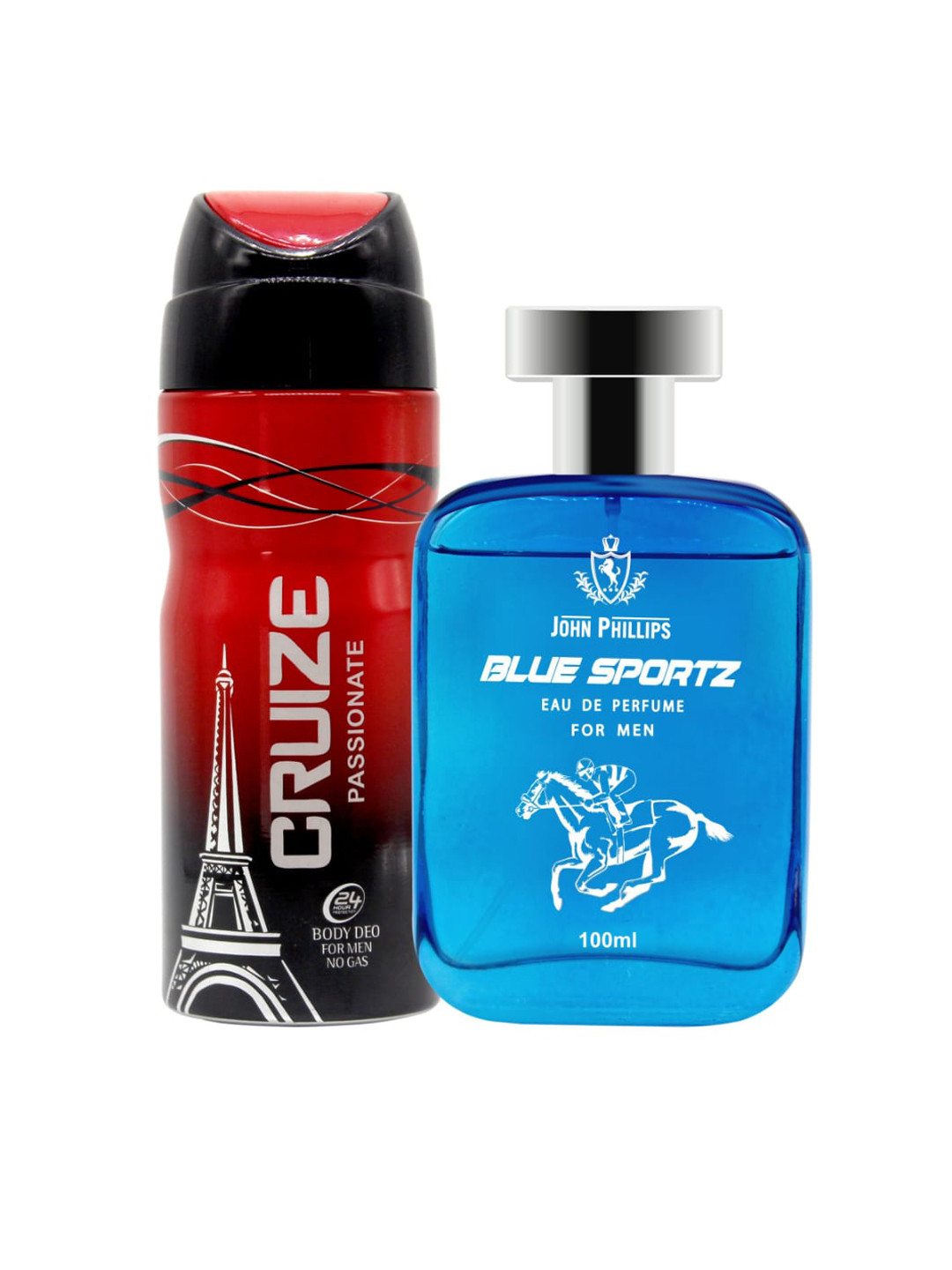 

JOHN PHILLIPS Men Set of Cruize Passionate Deodorant 150 ml + Blue Sports EDP 100 ml, Red