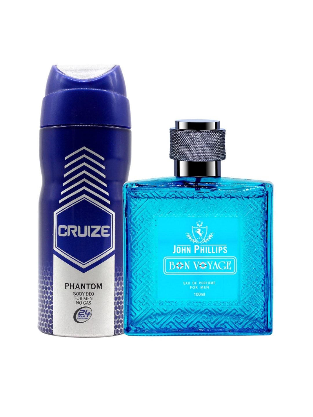 

JOHN PHILLIPS Men Cruize Phantom Deodorant 150ml & Men Bon Voyage EDP 100ml, Blue