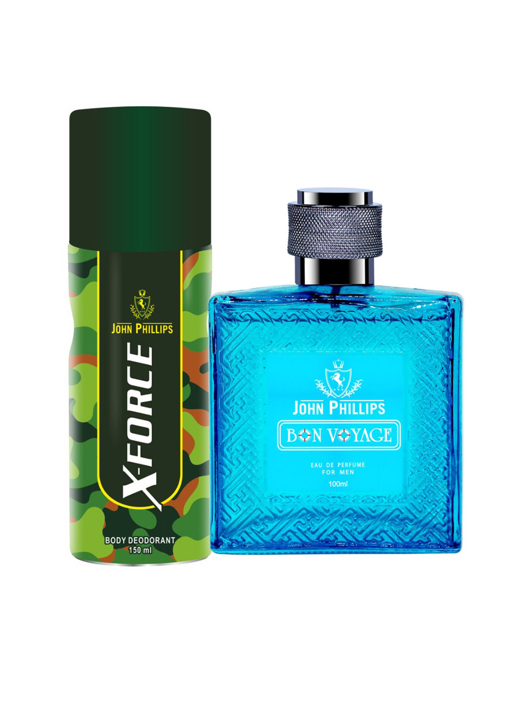 

JOHN PHILLIPS X Force Body Deodorant 150ml & Men Bon Voyage EDP 100ml, Green