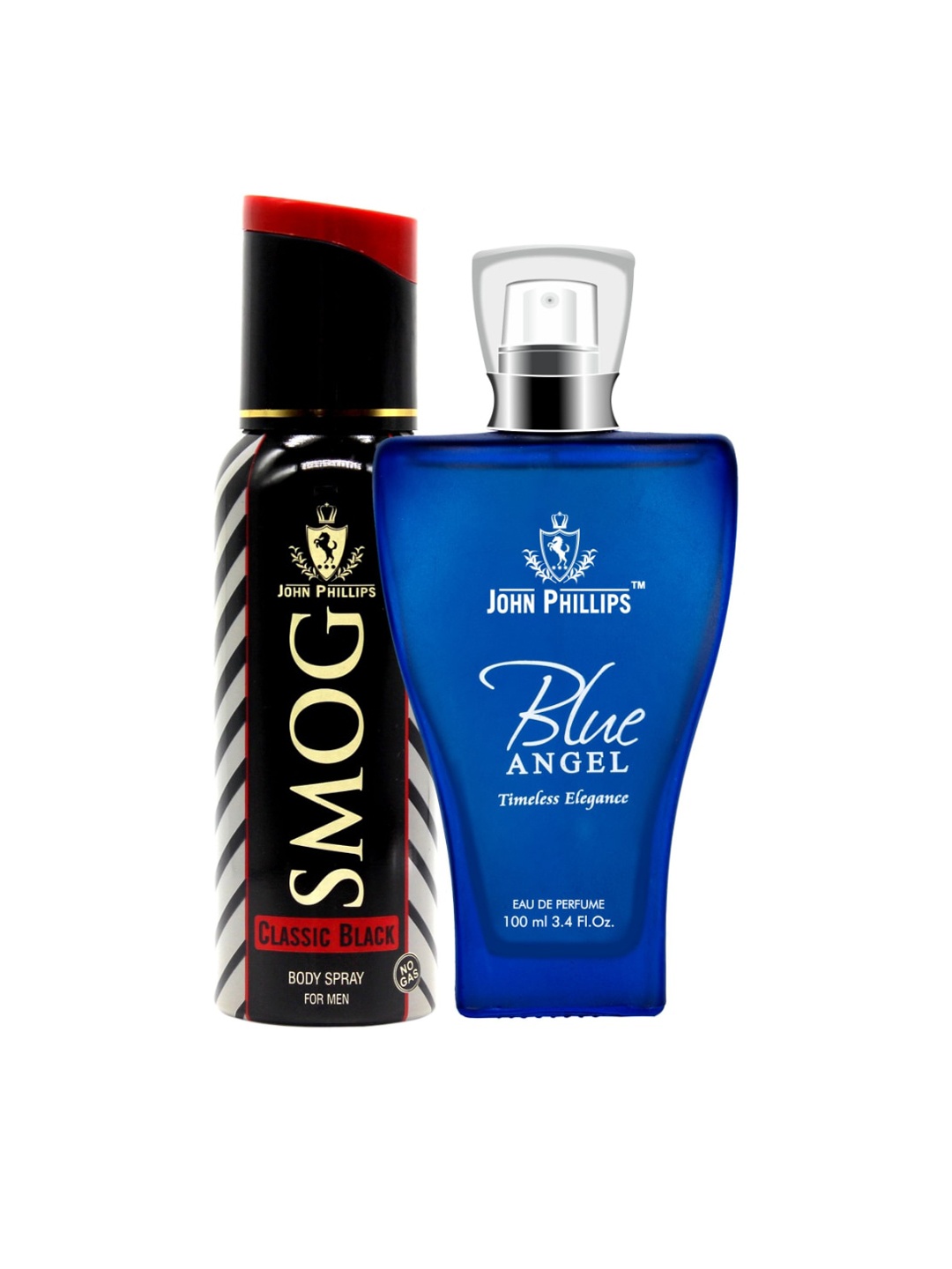 

JOHN PHILLIPS Men Smog Classic Black Deodorant 120ml & Blue Angel Eau De Parfum 100ml