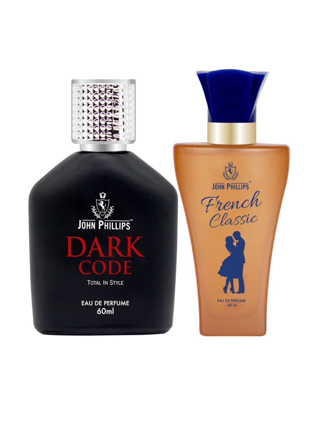 

JOHN PHILLIPS Set Of 2 Dark Code Eau De Perfume & French Classic Eau De Perfume - 60ml Each, Black