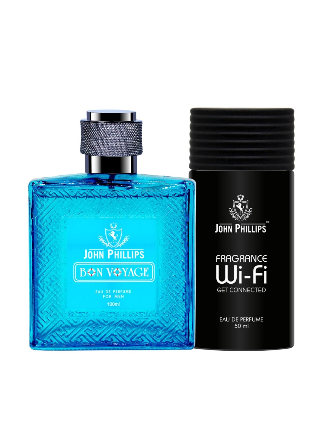 

JOHN PHILLIPS Set Of 2 Bon Voyage 100 ml & Fragarnce Wifi Eau De Perfume 50 ml, Blue