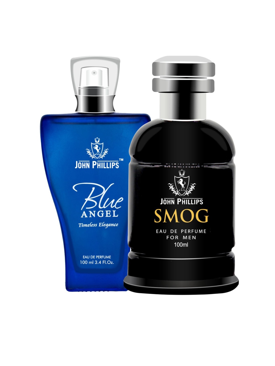 

JOHN PHILLIPS Set Of 2 Blue Angel & Smog Long Lasting Eau De Parfum 100 ml Each, Black