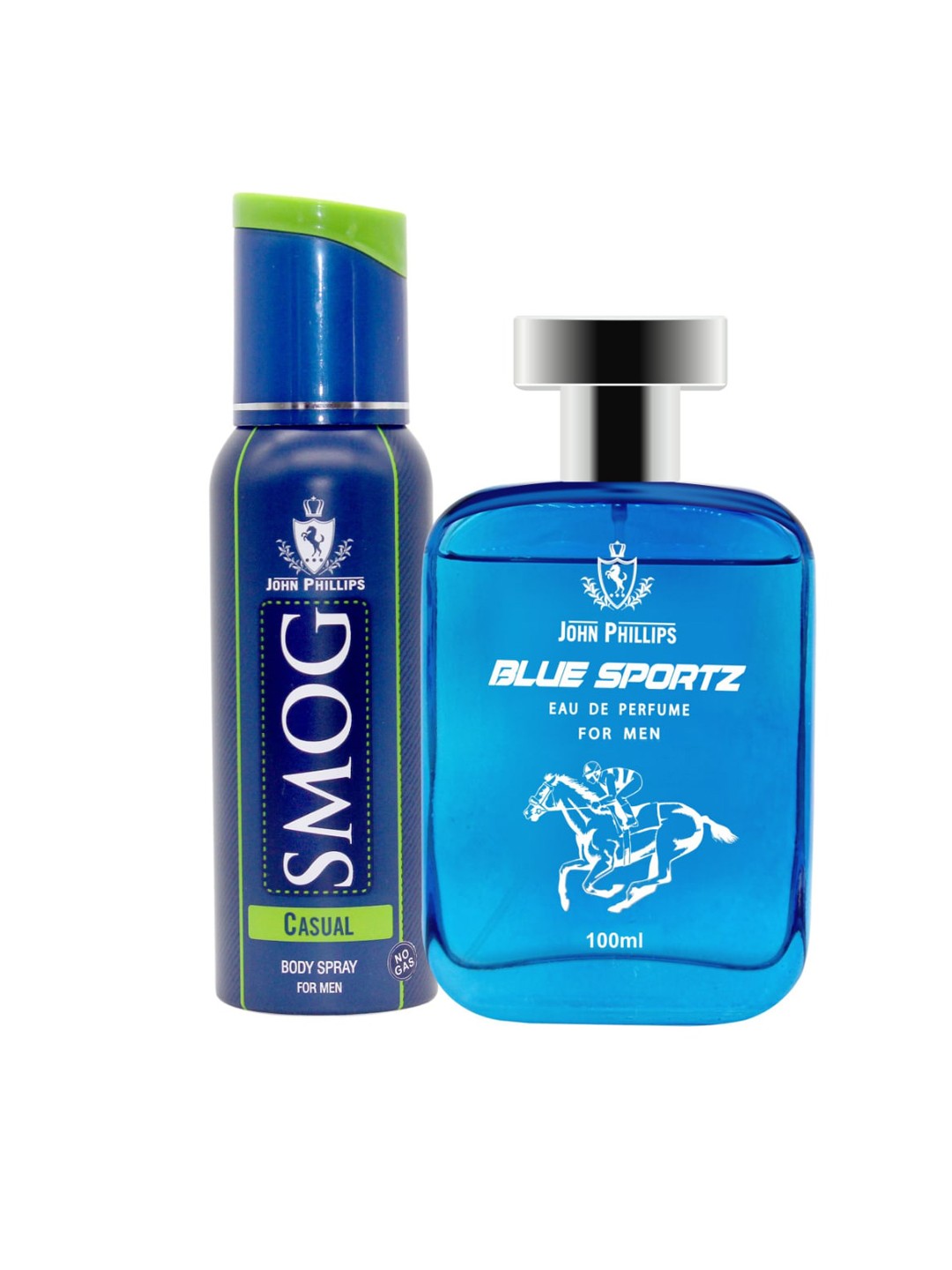 

JOHN PHILLIPS Set of Casual Smog Body Spray 125 ml + Blue Sportz Eau De Parfum 100 ml