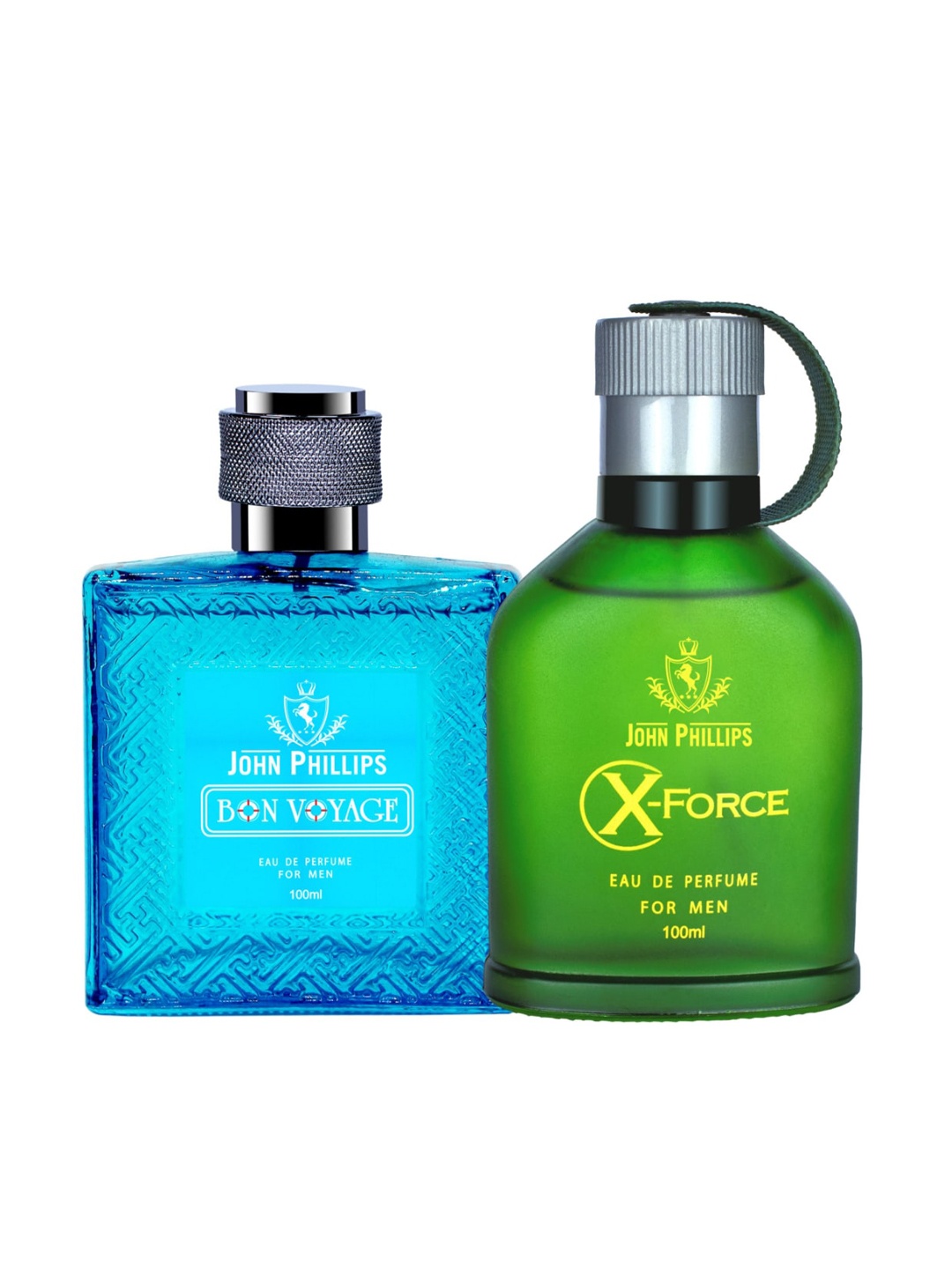 

JOHN PHILLIPS Set Of 2 Bon Voyage Eau De Perfume & X-Force Eau De Perfume 100 ml Each, Blue