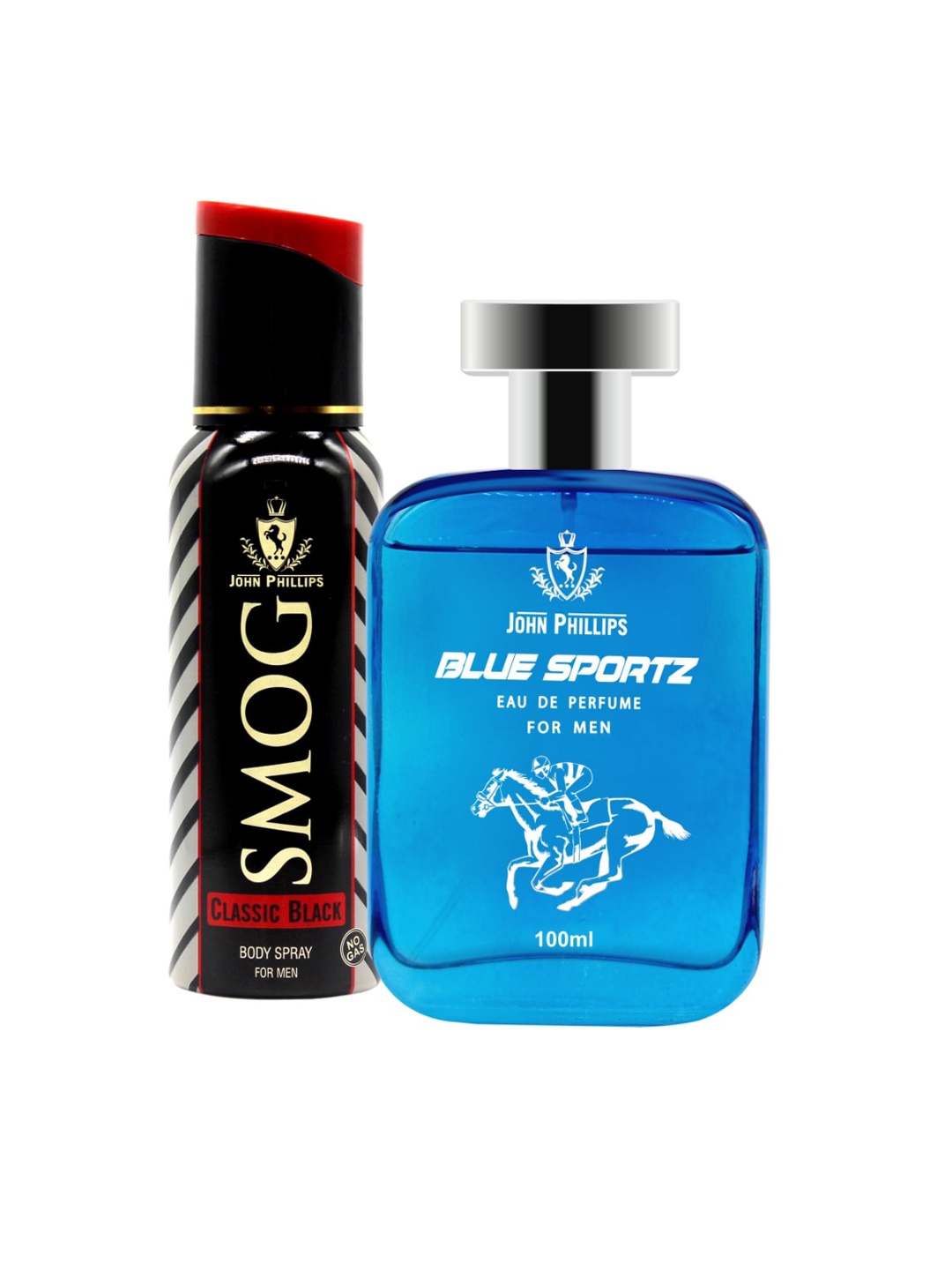

JOHN PHILLIPS Men Blue Sportz Eau De Parfum 100ml & Men Smog Classic Black Deodorant 120ml