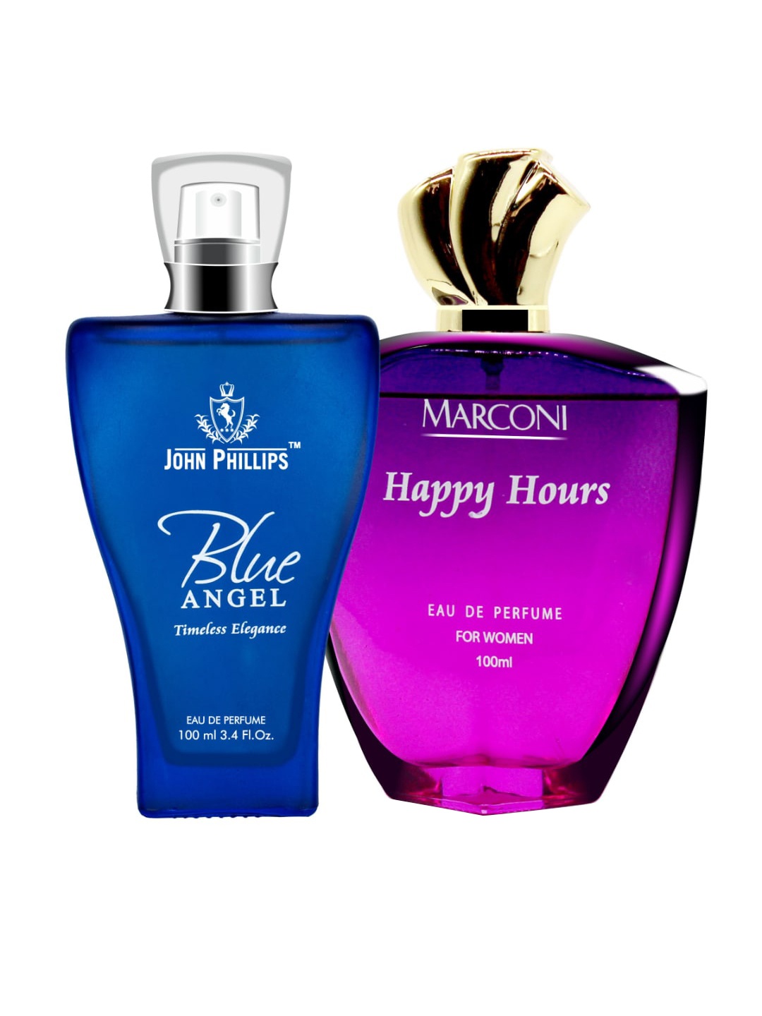 

JOHN PHILLIPS Set Of 2 Blue Angel & Marconi Happy Hours Eau De Perfume 100 Each