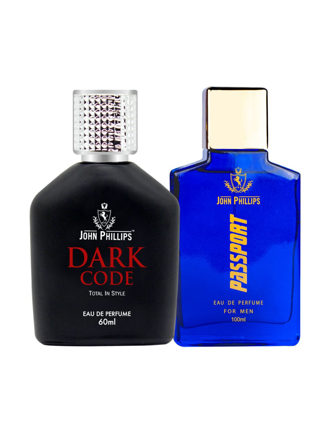 

JOHN PHILLIPS Set Of 2 Dark Code Eau De Perfume 60 ml & Passport Eau De Perfume 100 ml, Blue