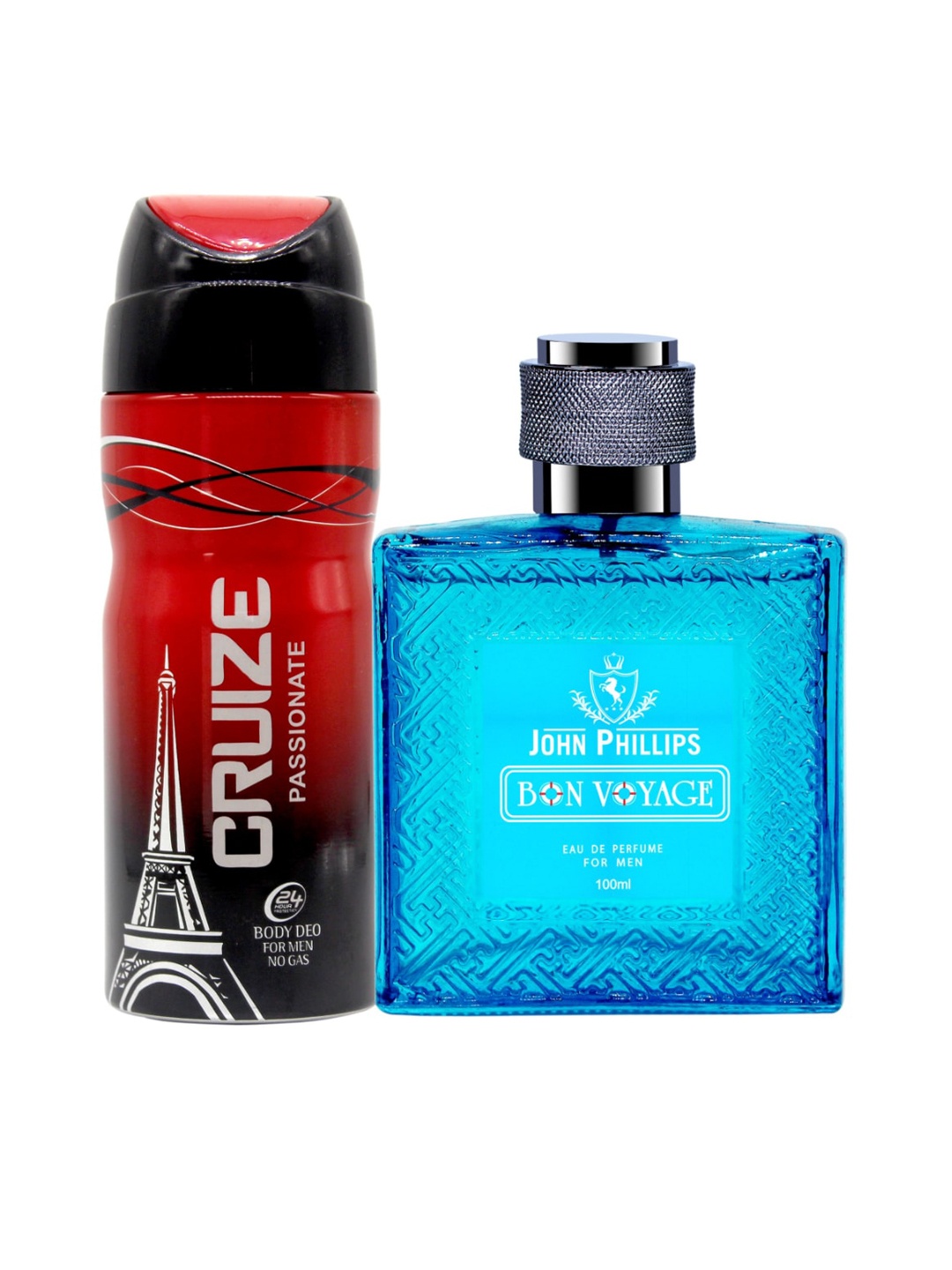 

JOHN PHILLIPS Men Cruize Passionate Deodorant 150ml & Men Bon Voyage EDP 100ml, Red