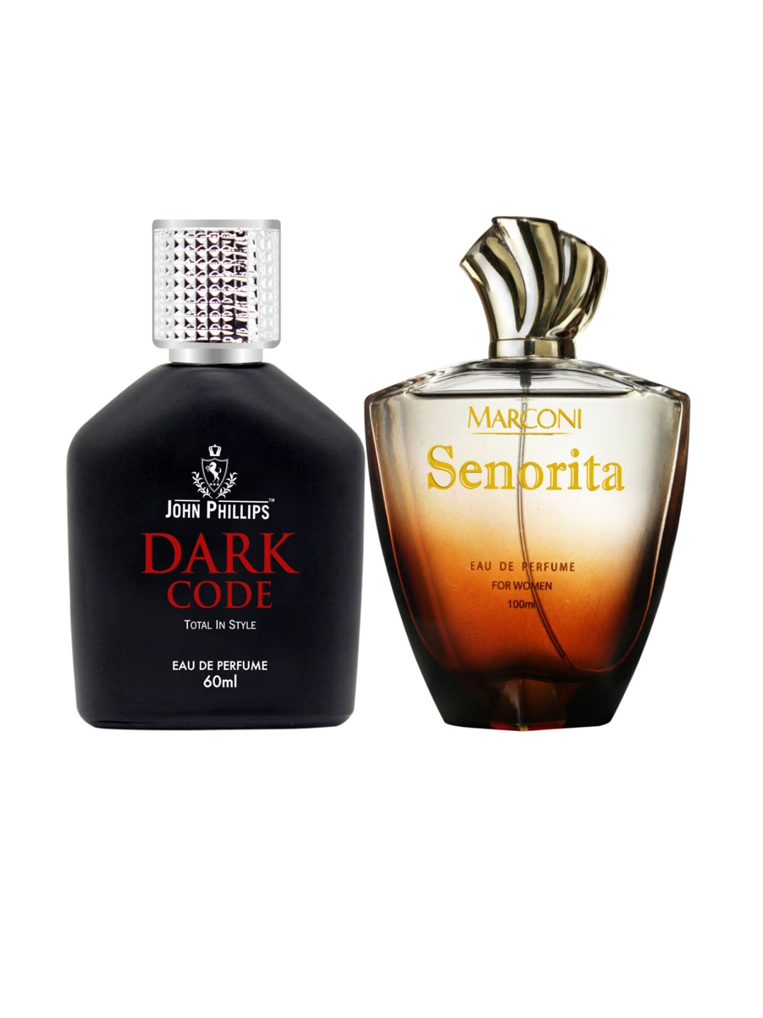 

JOHN PHILLIPS Set Of 2 Dark Code Eau De Perfume & Marconi Senorita Eau De Perfume, Black