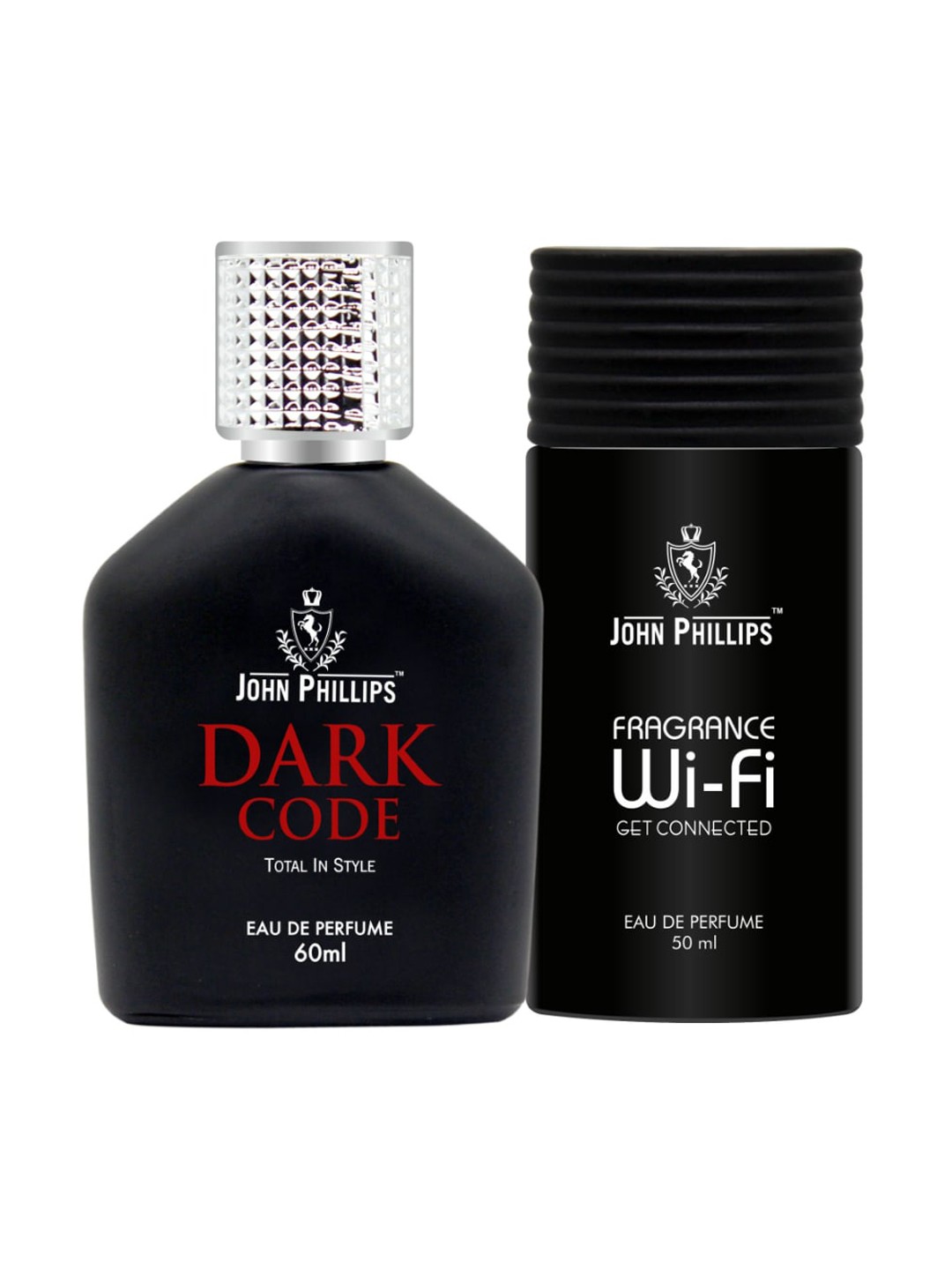 

JOHN PHILLIPS Dark Code & Fragrance WIFI Set Of 2 Long Lasting Eau De Parfum, Black