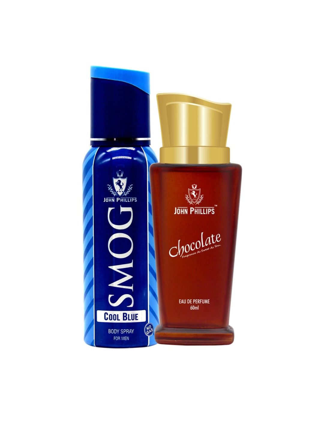 

JOHN PHILLIPS Set Of 2 Chocolate Perfume & Smog Cool Blue Deo, Na