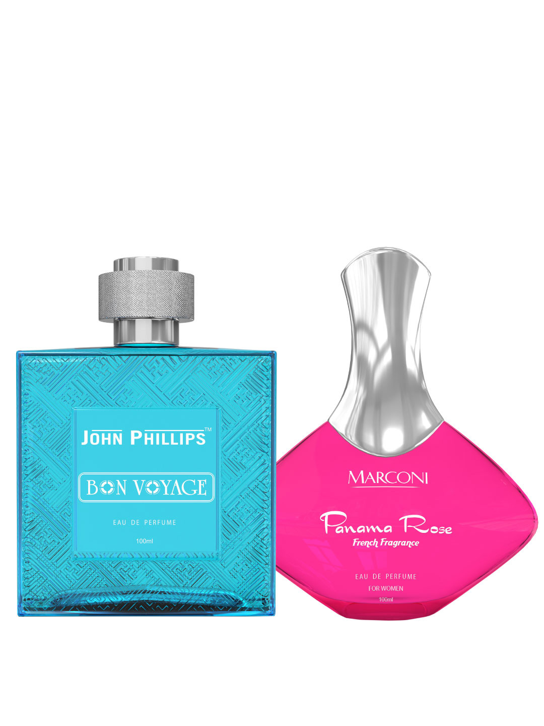 

JOHN PHILLIPS Set Of 2 Bon Voyage Eau De Perfume & Marconi Panama Rose Eau De Perfume 100ml Each, Pink