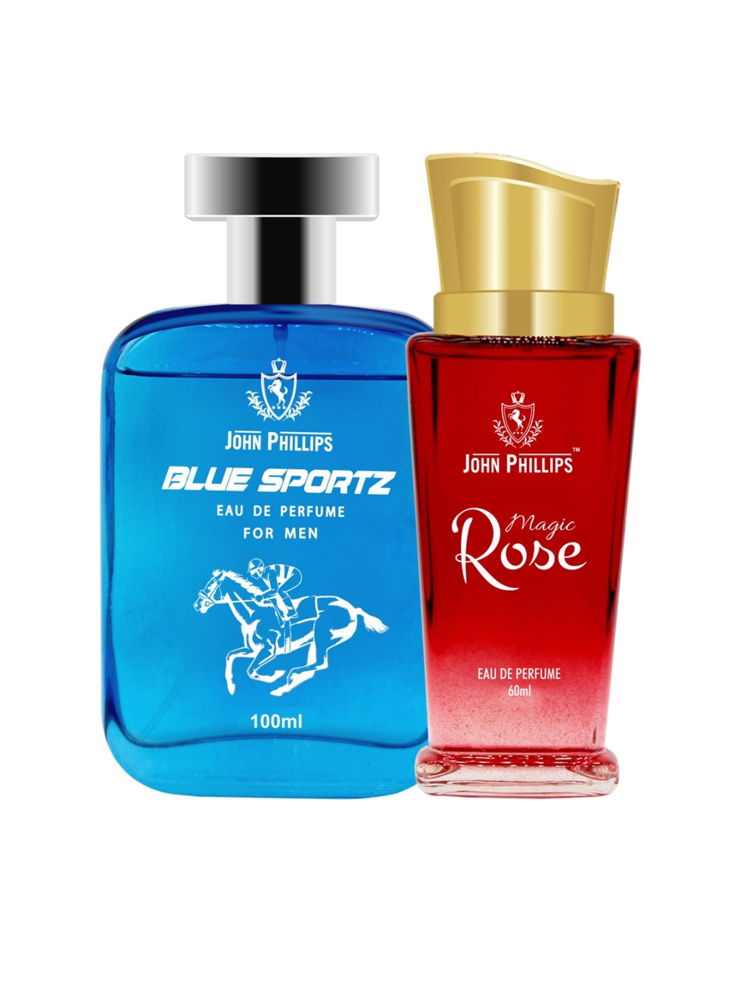 

JOHN PHILLIPS Set Of 2 Blue Sportz Eau De Perfume & Magic Rose Eau De Perfume