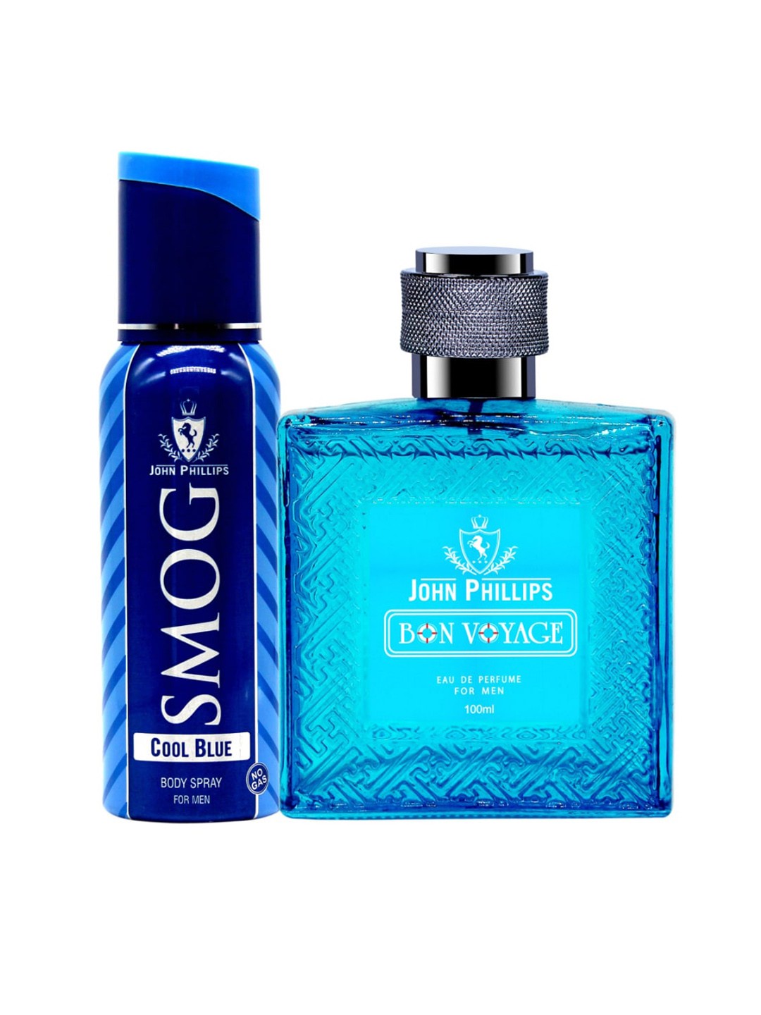 

JOHN PHILLIPS Men Set Of Smog Cool Blue Deodorant 120ml & Bon Voyage EDP 100ml