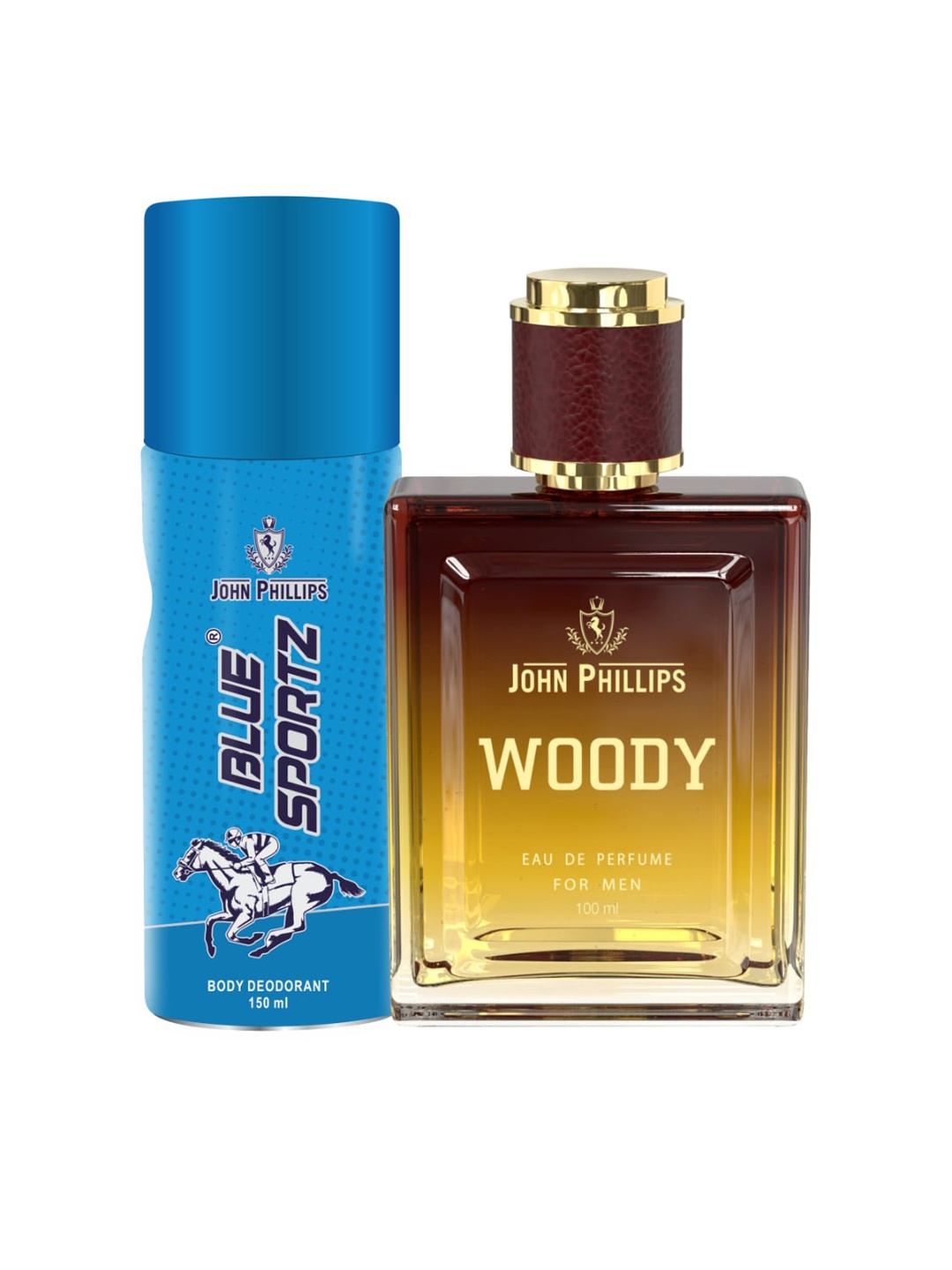 

JOHN PHILLIPS Set Of 2 Woody Perfume & Blue Sportz Deo, Na