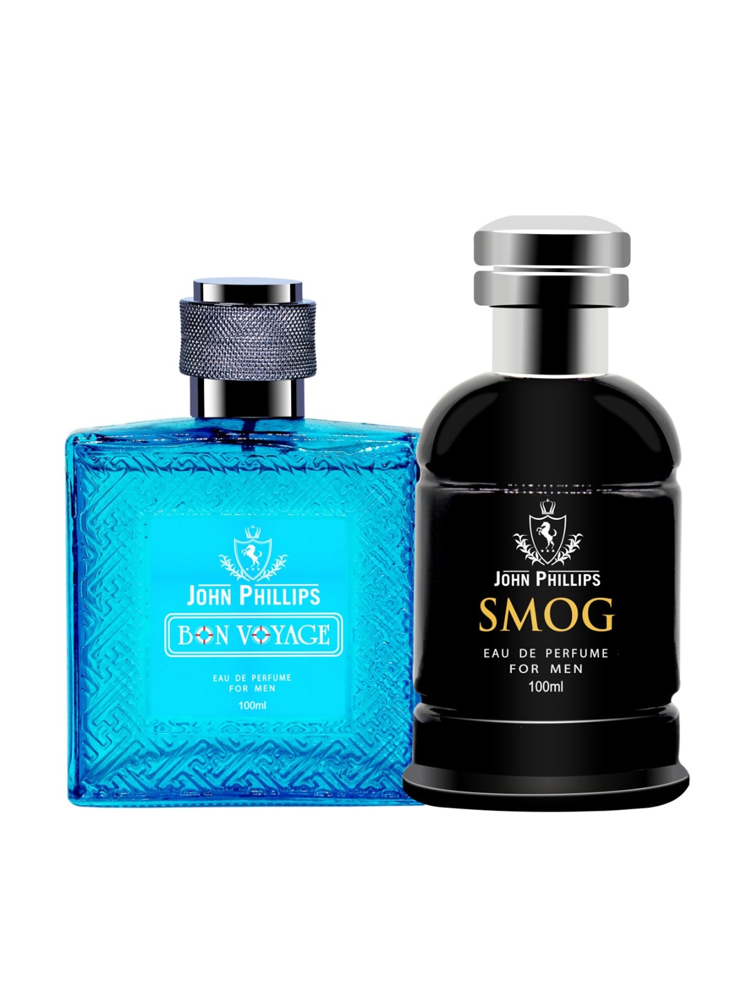 

JOHN PHILLIPS Bon Voyage & Smog Set Of 2 Long Lasting Eau De Parfum 100 ml Each, Black