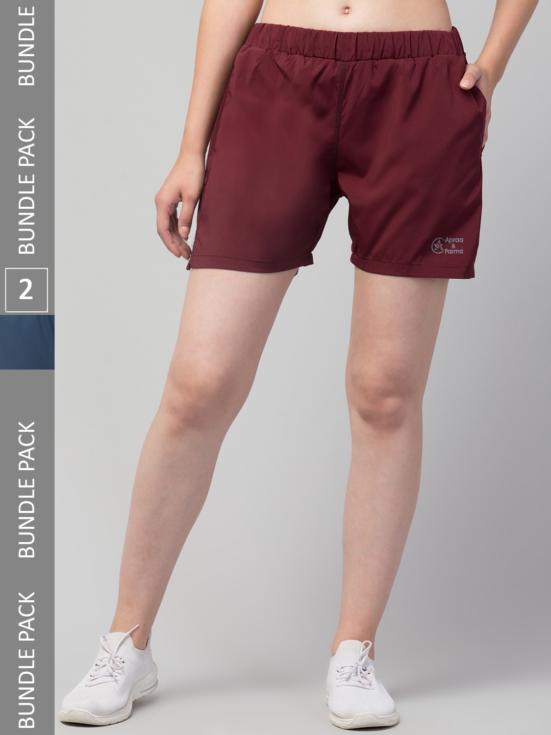 

Apraa & Parma Women Pack of 2 e-Dry Technology Sports Shorts, Maroon