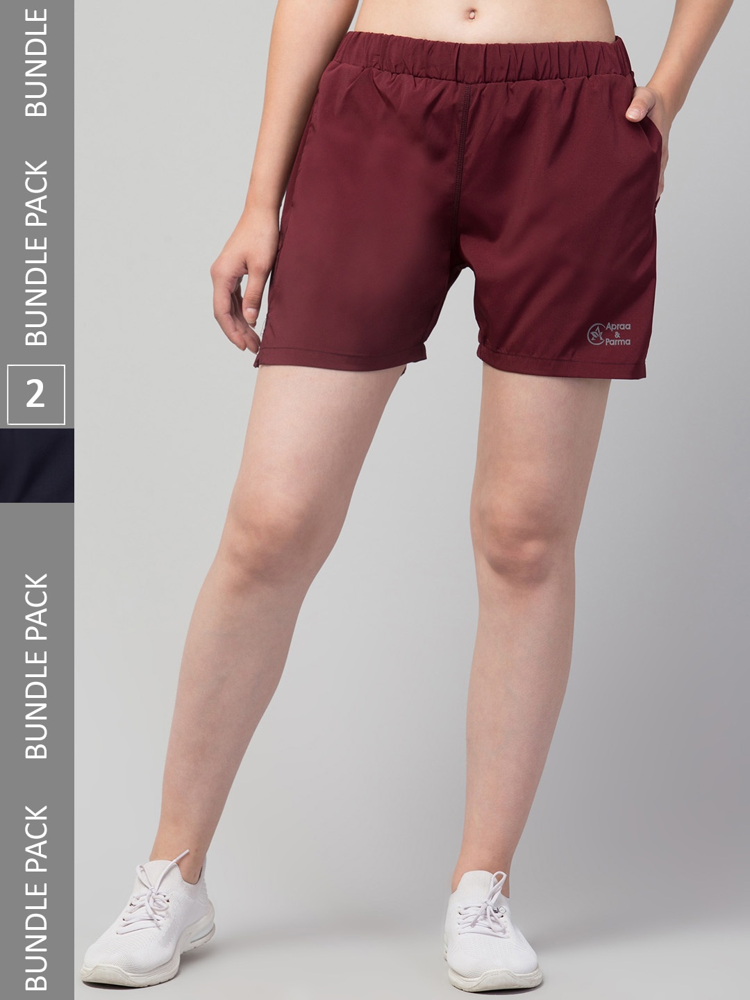 

Apraa & Parma Women Pack of 2 e-Dry Technology Sports Shorts, Maroon