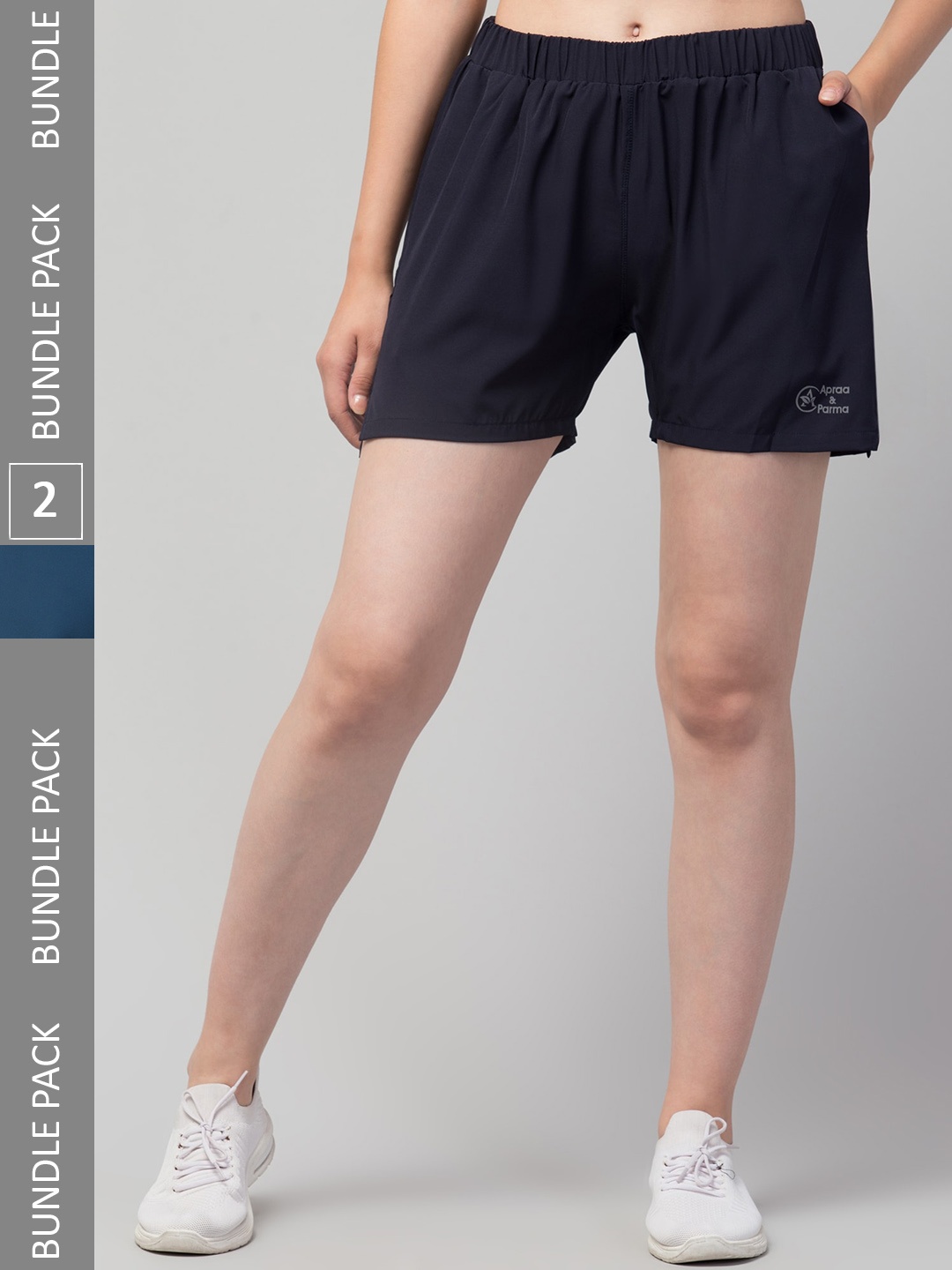 

Apraa & Parma Women Pack of 2 e-Dry Technology Sports Shorts, Navy blue